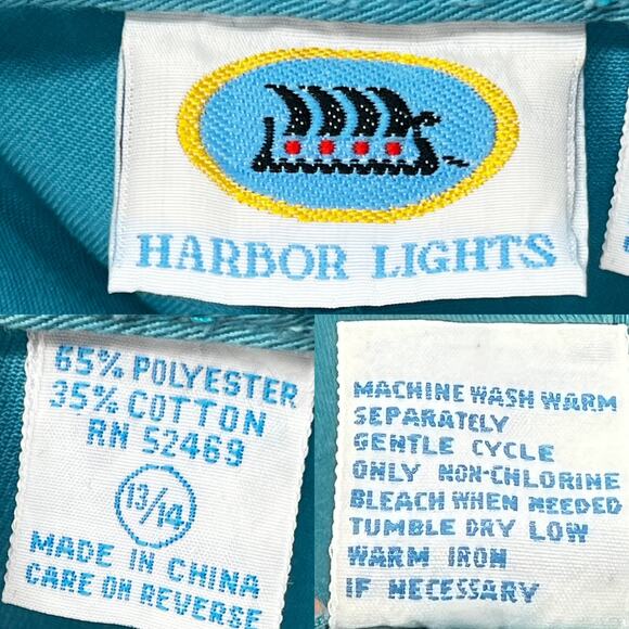 Vintage 80s {Harbor Lights} A-Line High-Waist Mom Shorts Turquoise Blue Medium - Picture 7 of 9